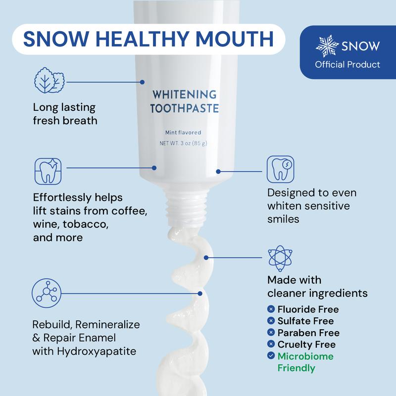 SNOW Holiday Bundle | LED Toothbrush + Hydroxyapatite Toothpaste | Dentist-Designed, Enamel-Safe, Antibacterial Mint | Non-GMO & Rechargeable