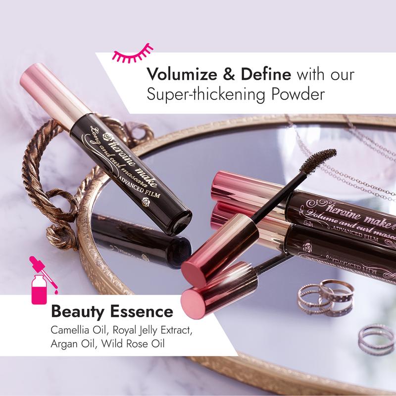 [Heroine Make Official Store] KissMe Heroine Make Volume & Curl Mascara Advanced Film, Strong Water-Resistant, Long-Lasting Volumizing Mascara, Eyelash care while wearing makeup everyday curl mascara viral  mascara