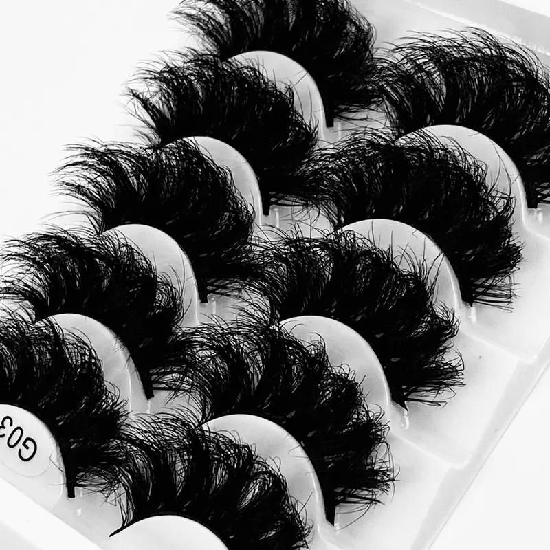 Wispy False Eyelashes (5 Pairs), Volume Thick Lashes Extension Fluffy Long Lasting Wispy Natural False Eyelashes for Women for Stage Cosplay Party Makeup