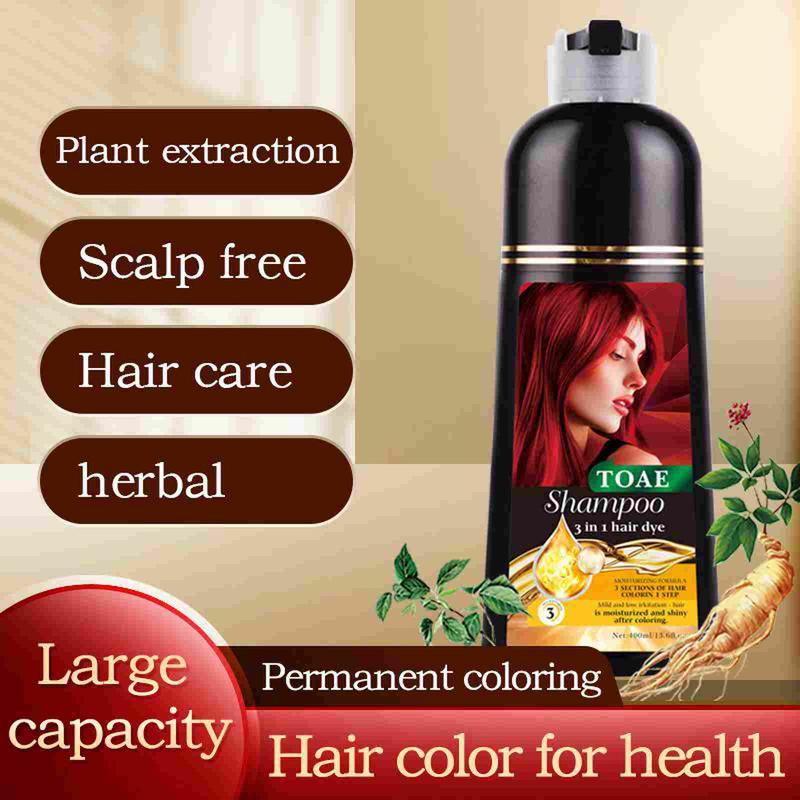  Hair dye Shampoo for Gray Hair 400ML Instant Hair Dye Shampoo for Men & Women-3 in 1 Color Shampoo for Dark Hair-Colors in Minutes-Long Lasting-Safe & Easy to Use Haircare Oil