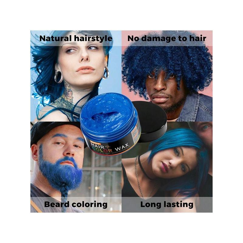 Temporary Hair Color Wax Long Lasting DIY Hair Color Cream  Easy To Wash Hair Dye Mud Safe For Skin And Hair Beard Colorant Styling Pomade For Daily Party Cosplay Men Women (Blue)