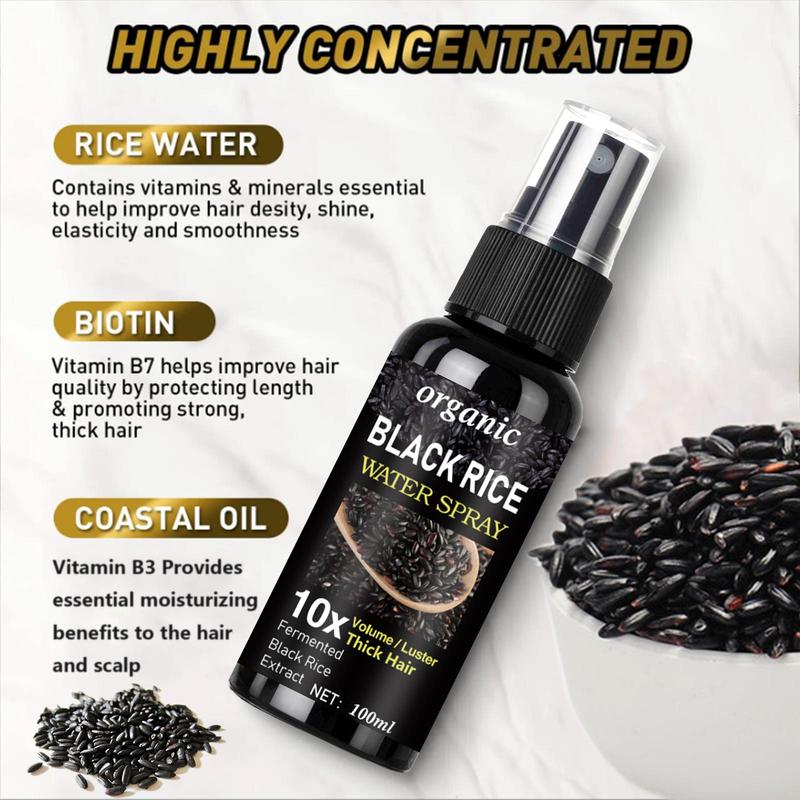 Summer Organic Black Rice Water Spray, Hair Care Product Helps Improve Hair Quality, Black Rice Extract Hair Spray, Hair Treatment Oil for Women & Men