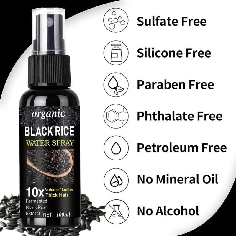 Summer Organic Black Rice Water Spray, Hair Care Product Helps Improve Hair Quality, Black Rice Extract Hair Spray, Hair Treatment Oil for Women & Men