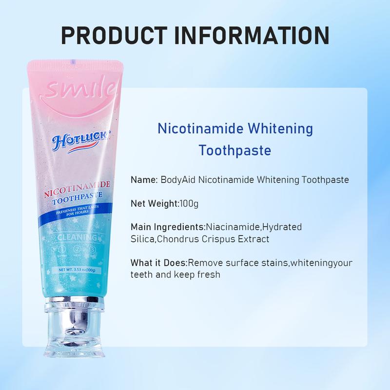 Hotluck Niacinamide Whitening Toothpaste: Triple Whitening Power, Removes Long-Term Stains, and Freshens Breath