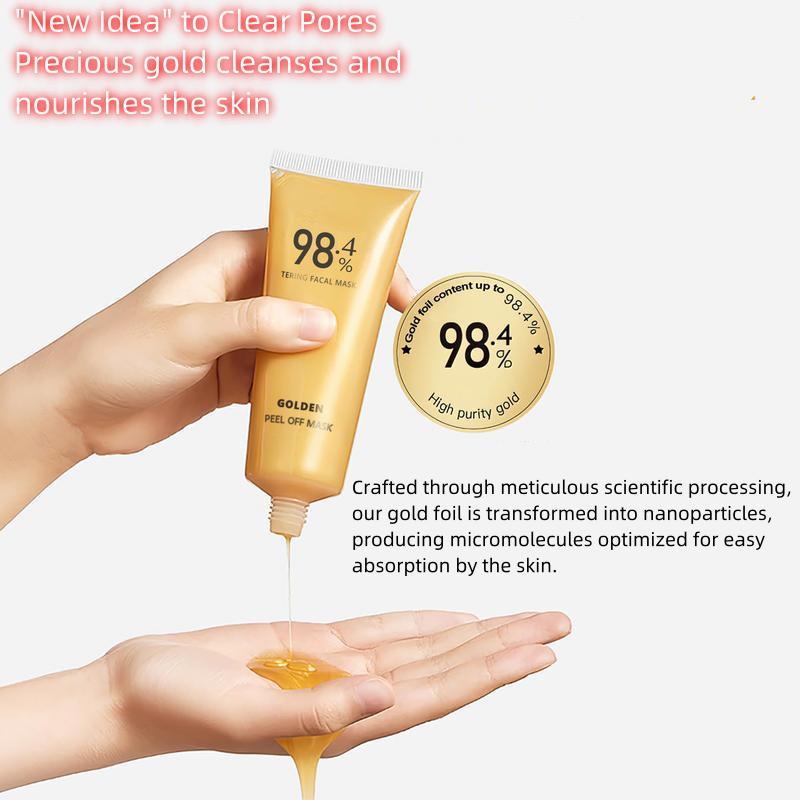 98.4% Gold Mask for Skin Moisturizing and Deep Cleansing - Tear-Off Mask with Gold Foil Facial Skincare