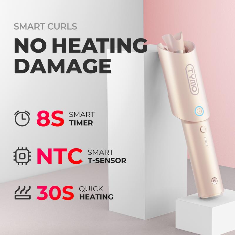 TYMO CURLGO - Cordless Automatic Curling Iron Negative Ionic with Comfort Handles comfortable handle