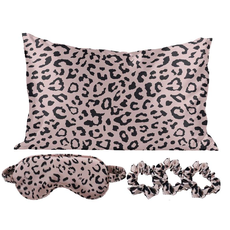 De-Stressing Satin Sleep Set – Eye Mask, Pillowcase & 3 Scrunchies for Restful Sleep, Skin & Hair Care Luxury Soothing Luxury Soothing