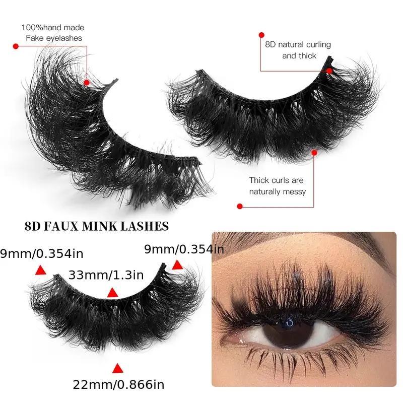 Wispy False Eyelashes (5 Pairs), Volume Thick Lashes Extension Fluffy Long Lasting Wispy Natural False Eyelashes for Women for Stage Cosplay Party Makeup