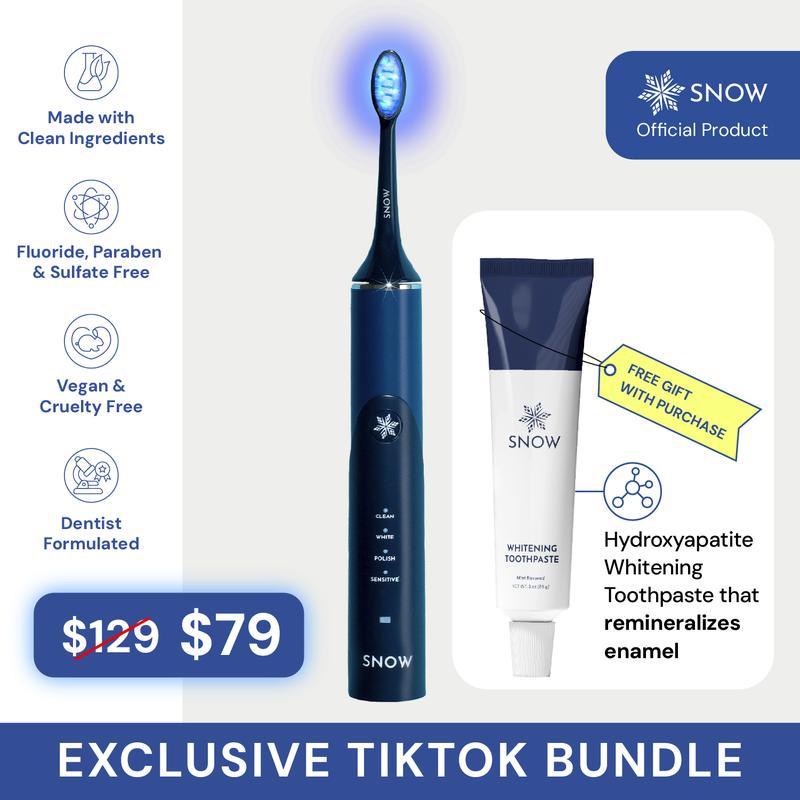 SNOW Holiday Bundle | LED Toothbrush + Hydroxyapatite Toothpaste | Dentist-Designed, Enamel-Safe, Antibacterial Mint | Non-GMO & Rechargeable