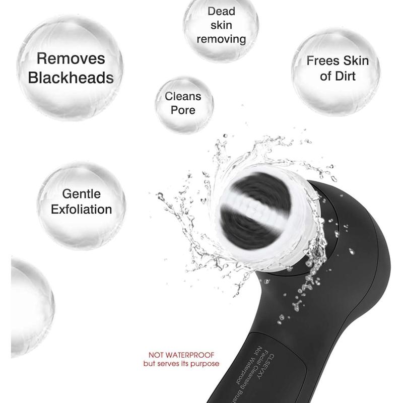 Facial Cleansing Brush Face Scrubber: Electric Face Spin Cleanser Brushes with 6 Brush Heads Deep Cleansing, Gentle Exfoliating, Removing Blackhead, Massaging