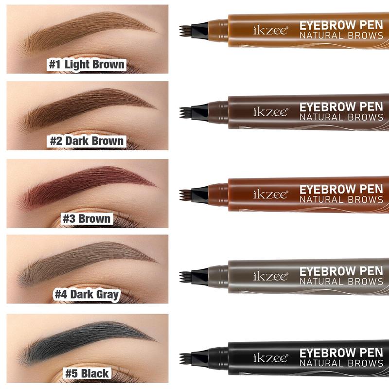 4 Fork Waterproof Eyebrow Pencil, 1 Count Long Lasting Eyebrow Pen, Anti Smudge Brow Styling Brush, Eye Brow Makeup Tool, Makeup Accessories