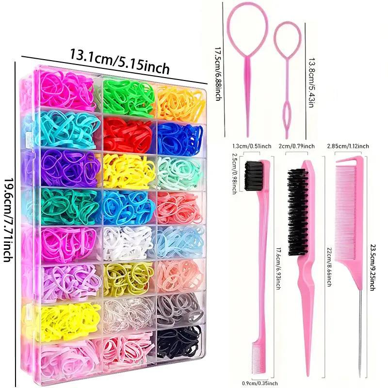 Hair Styling Tool Set, 2007pcs set Elastic Bands & Edge Brush & Rat Tail Comb & Hair Wax Stick, Professional Hair Styling Accessories for Women & Girls