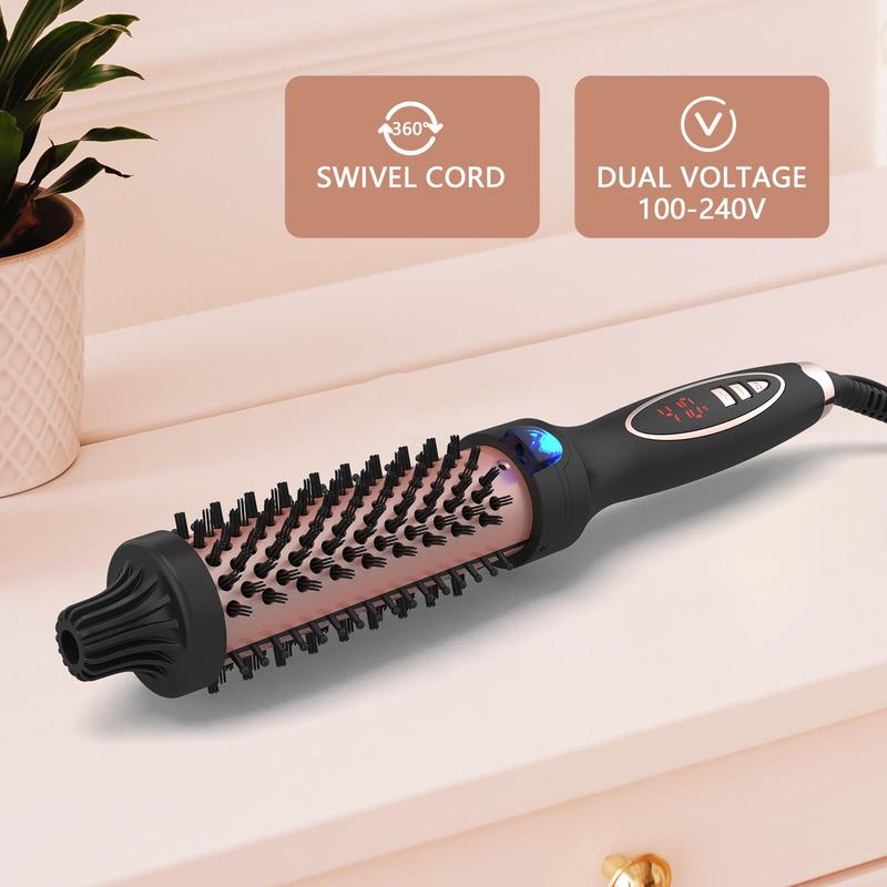 Hair Curler New Upgrade 1.25 Inch Thermal Brush Create Loose & Volume Curls Digital Display 9 Heat Settings Tourmaline Ionic Hair Curler 1 1 4 Inch Curling Iron Brush Dual Voltage for Traveling Handle Plug