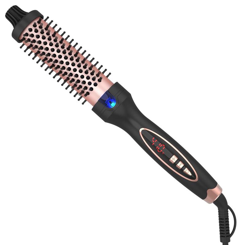 Hair Curler New Upgrade 1.25 Inch Thermal Brush Create Loose & Volume Curls Digital Display 9 Heat Settings Tourmaline Ionic Hair Curler 1 1 4 Inch Curling Iron Brush Dual Voltage for Traveling Handle Plug