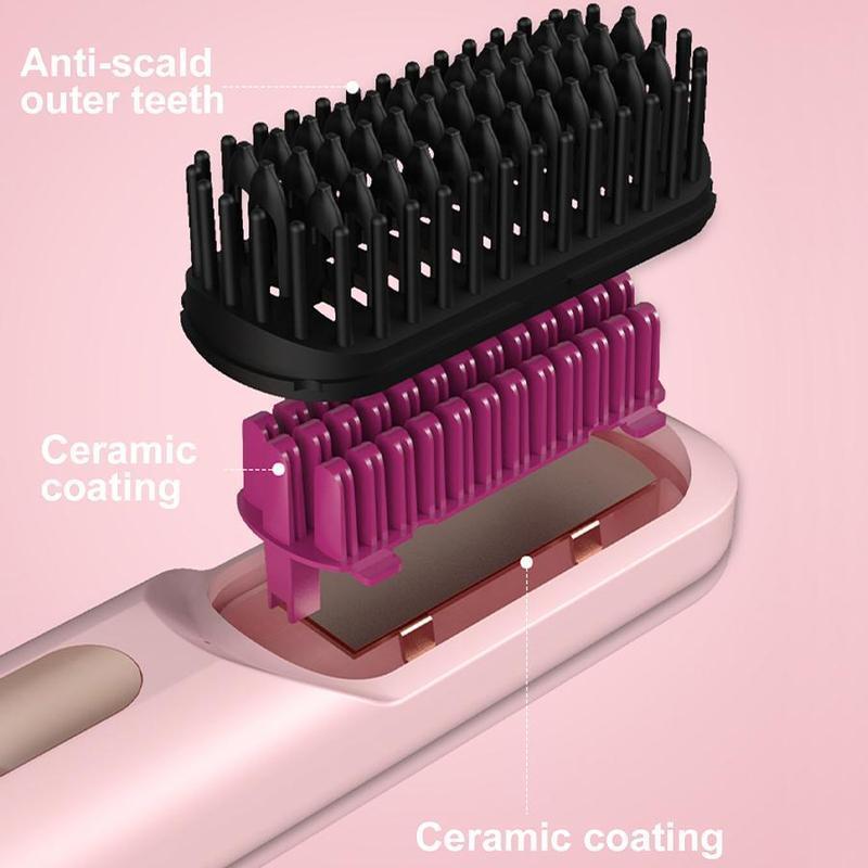 Portable Hair Straightening Comb, 1 Box Rechargeable Hair Straightener, Hair Styling Tool for Women & Girls for Home & Salon Use