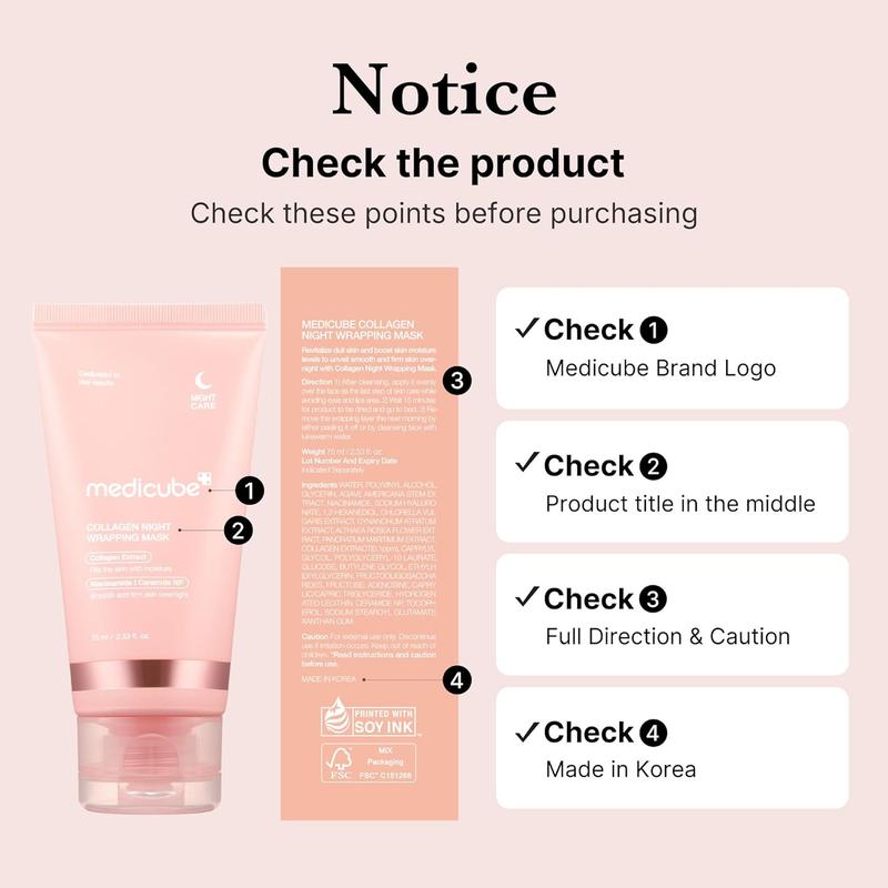 [Official Medicube Partner] Collagen Night Wrapping Mask 75ml, Skin Barrier Support, Deep Moisture Mask, Skin Renewal and Elasticity