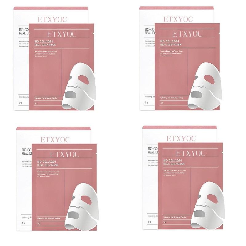 4pcs Bio-Collagen Real Deep Mask, Hydrating Overnight Hydrogel Mask, Pore Minimizing, Elasticity Improvement, 34g x4ea Overnight Deep collagen jelly