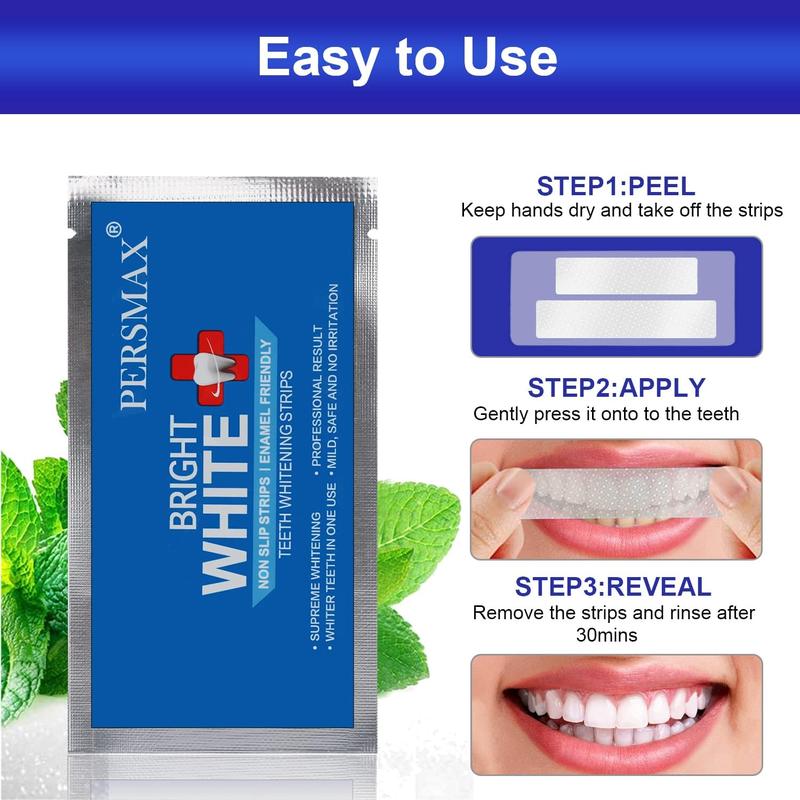 Teeth Whitening Strips for Teeth Sensitive, Non-Slip Enamel-Safe Strips, Professional and Safe Teeth whitening Strips, for Smoking Coffee Soda Wine Stain, 28 Strips 14 Treatments (Mint)