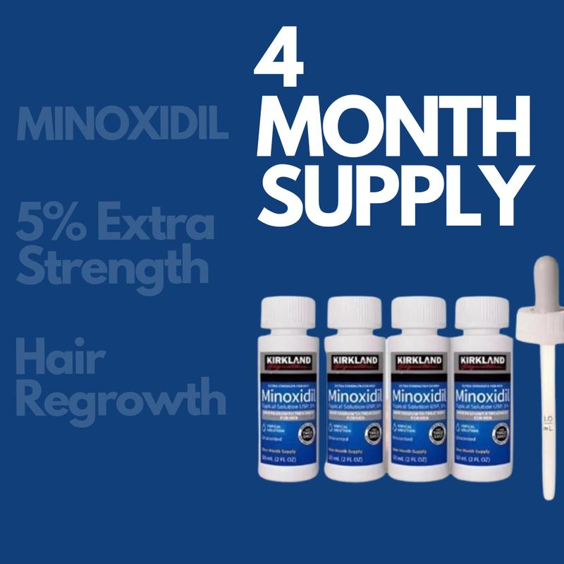 4 Month Kirkland Minoxidil 5% Extra Strength Men Hair Growth Solution, EXP 05 25 Hair Care Daily Storage Comfort