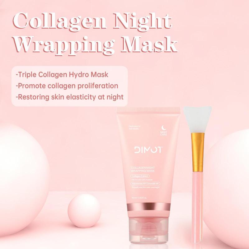 Collagen Night Wrapping Mask, Overnight Peel Off Collagen Facial Mask for Elasticity & Hydration, Tight Skin, Reduce Sagging & Dullness, Christmas Gift