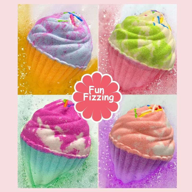 Bath Bombs for Kids with Surprise Jewelry Inside, 8 Cupcake Bath Bombs for Girls Gift Set, Handmade Fizzes Balls with Rich Bubble Bath, Ideal for Chrildren Birthday Christmas Body Care Scent