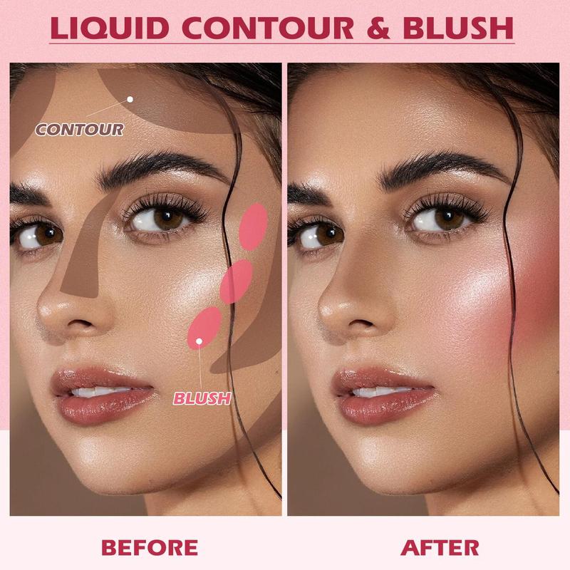 Long-lasting Liquid Blush Set, 2 Counts Natural Look Blush for Daily Makeup, Lightweight Soft Color Shadows, Makeup Products Suitable for All Skins, Christmas Gift