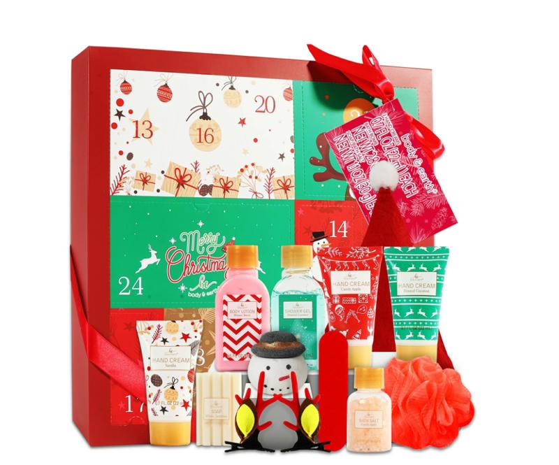 Bath and Body Xmas Holiday Gift Sets for Women, 12 Pcs Advent Calendar, Multi-scente Skin Care Spa Kits