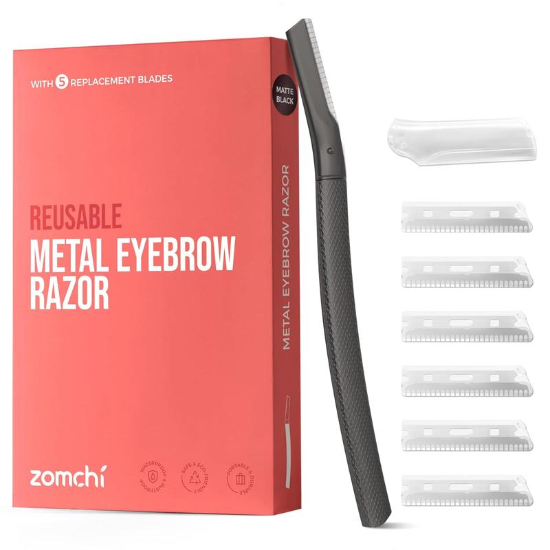 ZOMCHI Eyebrow Razor, Face Razors for Women&Men, Eyebrow Trimmer Shaper with Precision Cover,Facial Shaver with 6 Blades (Black)