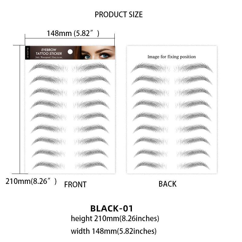 6D Imitation Ecological Eyebrow Sticker, 10 Pairs Waterproof Long Lasting False Eyebrows Stickers, Eyebrow Makeup Tattoo Sticker, Makeup Accessories