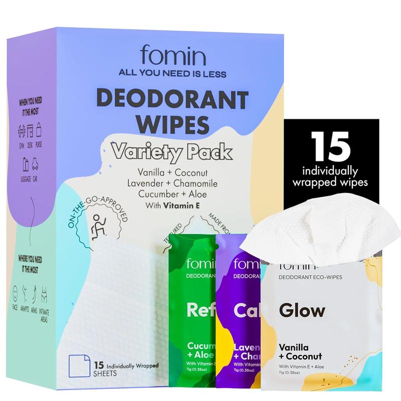 Deodorant Wipes - Variety Pack - Eco-Friendly Mini Deodorant Wipe for Women, Travel Size Individually Wrapped Wipes, Anti Sweat & Armpit Deodorant Wipes for Sensitive Skin Body Care Aloe deodorant  wipes deodorant