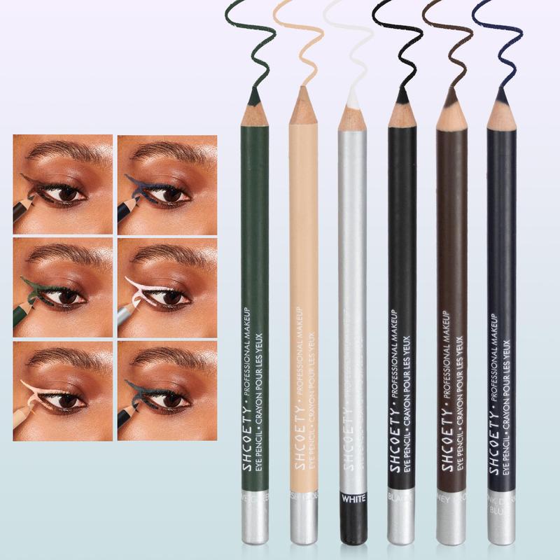 Waterproof Eyeliner Pencil Set, 6 Counts set Long Lasting Eyeliner Pencil, Smudge Proof Eyeliner Pen, Eye Makeup Tool for Women & Girls, Christmas Gift