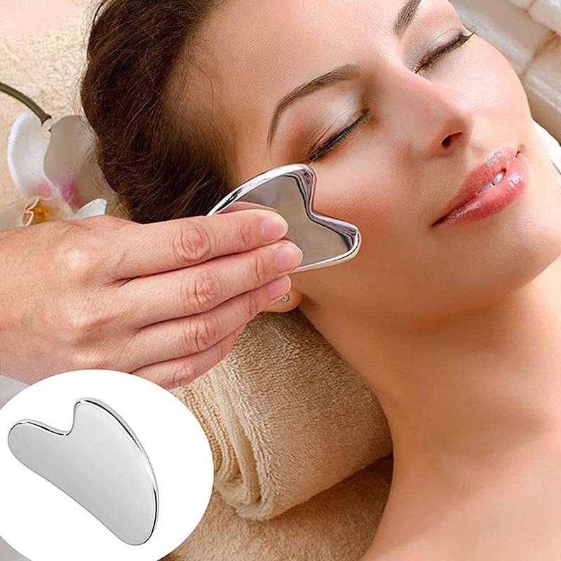 Stainless Steel Heart-shaped Gua Sha Board, Face & Neck Massage Tool, Skin Care Tool for Home & Spa Use, Facial Skin Care Tool for Women