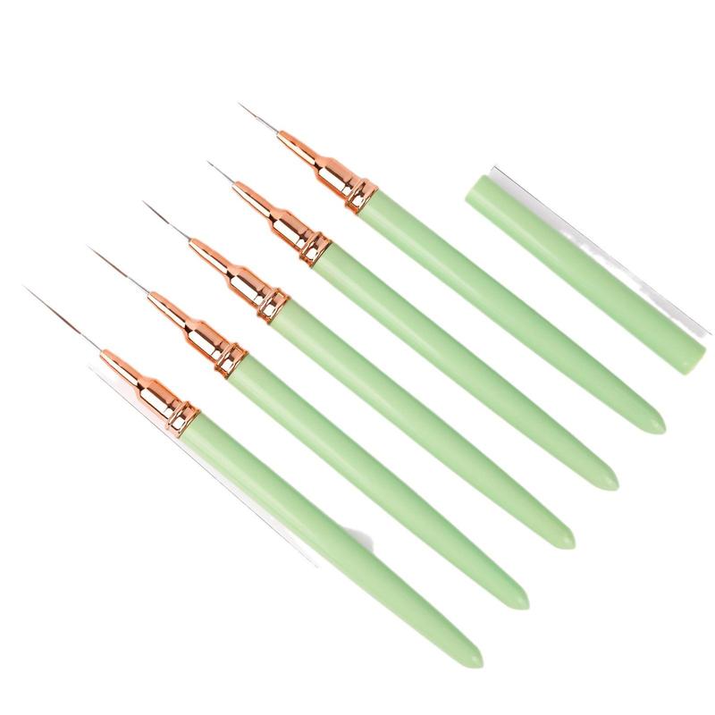 Nail Art Brush Set, 5 Counts set Detail Thin Liner Painting Brush, Professional Manicure Tool for Home & Salon Use