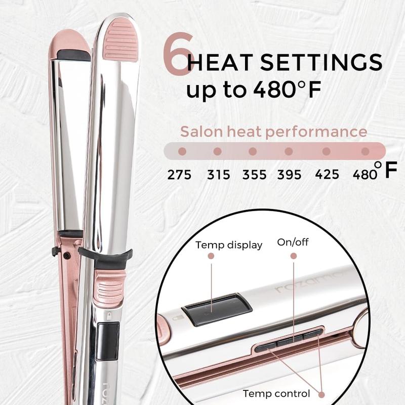 Professional Flat Iron Hair Straightener, Titanium Ionic Hair Straightening, Fast Heating Hair Tools, Pink 2 in 1 Dual Voltage Hair Straightener Curler for All Hairstyles