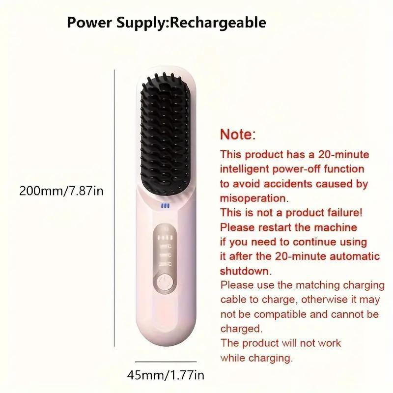 Portable Hair Straightening Comb, 1 Box Rechargeable Hair Straightener, Hair Styling Tool for Women & Girls for Home & Salon Use