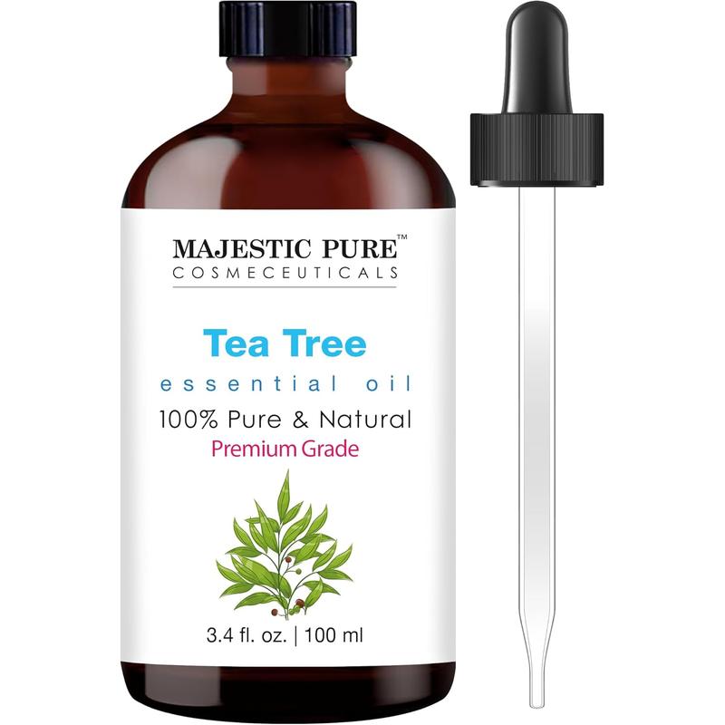 MAJESTIC PURE Tea Tree Essential Oil | 100% Pure and Natural Tea Tree Oil | Premium Grade Essential Oils for Hair Care, Home, Diffusers, Skin, Aromatherapy, Massage and Humidifiers | 3.4 Fl Oz Majestic Pure