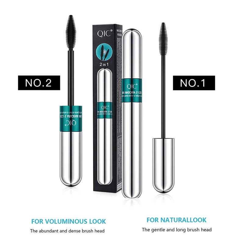 4D Silk Fiber Lash Mascara,2 in 1 Mascara For Natural Lengthening And Thickening Effect,no clumping Superstrong Mascara for Long-Lasting,Beauty Charming Eye Make up