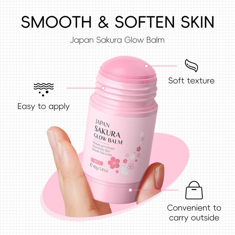 Moisturizing Sakura Skin Care Kit (1 Set), Including Facial Toner Mist, Day & Night Eye Cream, Spot Cream, Hand Cream, Foot Care Wand, Hand Soap Tablet, Gift Bag