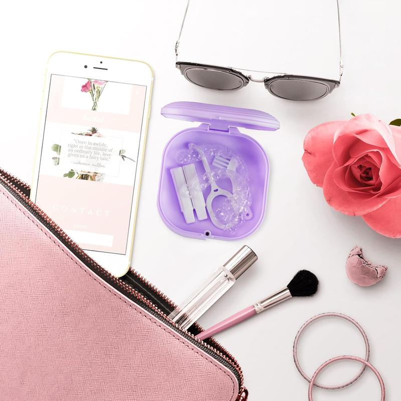 Keep Your Retainer Organized with This Case! Retainer Case with Mirror and Vent Holes. Cute Retainer Holder Case Compatible with Invisalign. Aligner and Night Guard Case. Slim Retainer Case with Retainer Removal Tool, Chewies & Brush. Purple Color