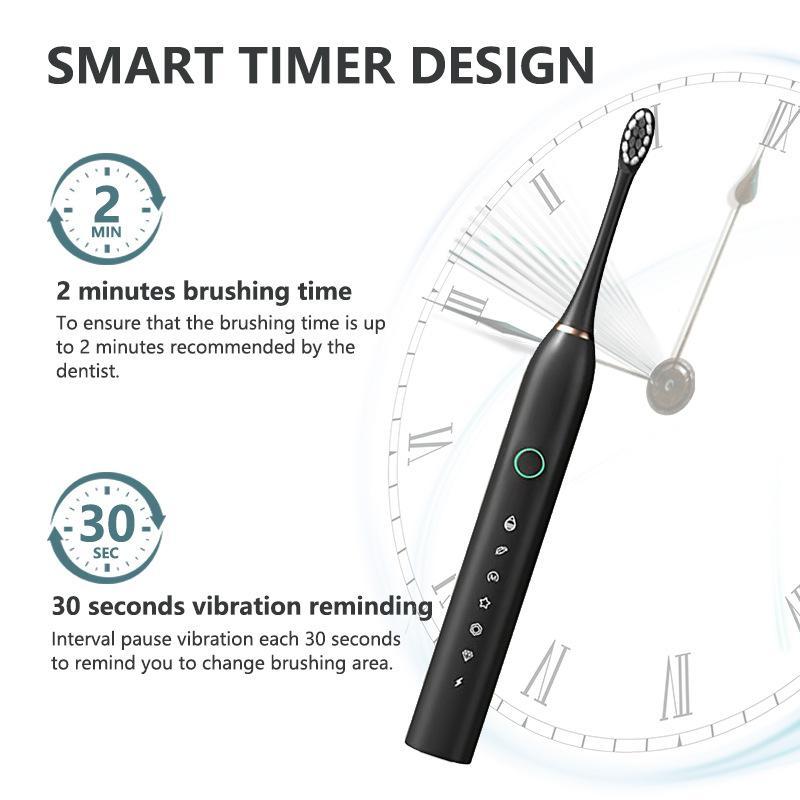 Portable Electric Toothbrush Set for Christmas Gift, 2 Counts Rechargeable Sonic Cleaning Toothbrush & 8 Counts Replacement Brush Heads, Intelligent Home & Travel Toothbrushes