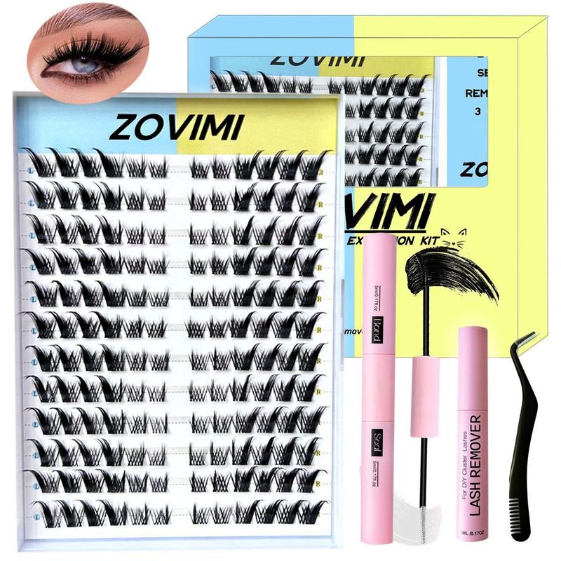 Zovimi Fox Eye Lashes Fluffy Lash Clusters ,C Curl False Eyelashes Left & Right Cluster Eyelash Extensions 144 PCS Individual Lashes Fox Eye Manga Lashes DIY At Home