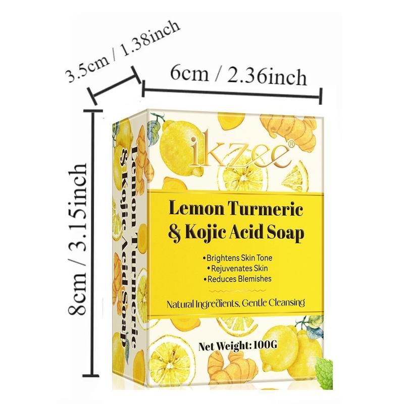 Lemon Turmeric Kojic Acid Soap, 1 2 3 Counts Gentle Cleansing Brightening Soap Bar, Moisturizing Body Wash Soap for Women & Men