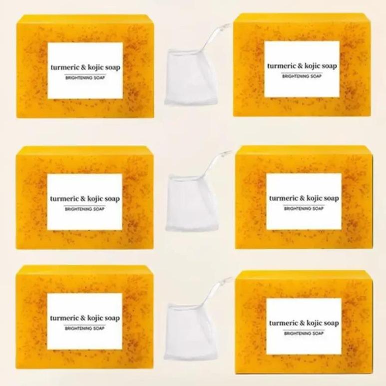 3PCS Turmeric & Kojic Acid Brightening Soap, Kojic Acid Soap, Soap Body Care Body Wash Lemon Flawless Organic Facial Cleansing Skincare Comfort Cleanser Skin Repair