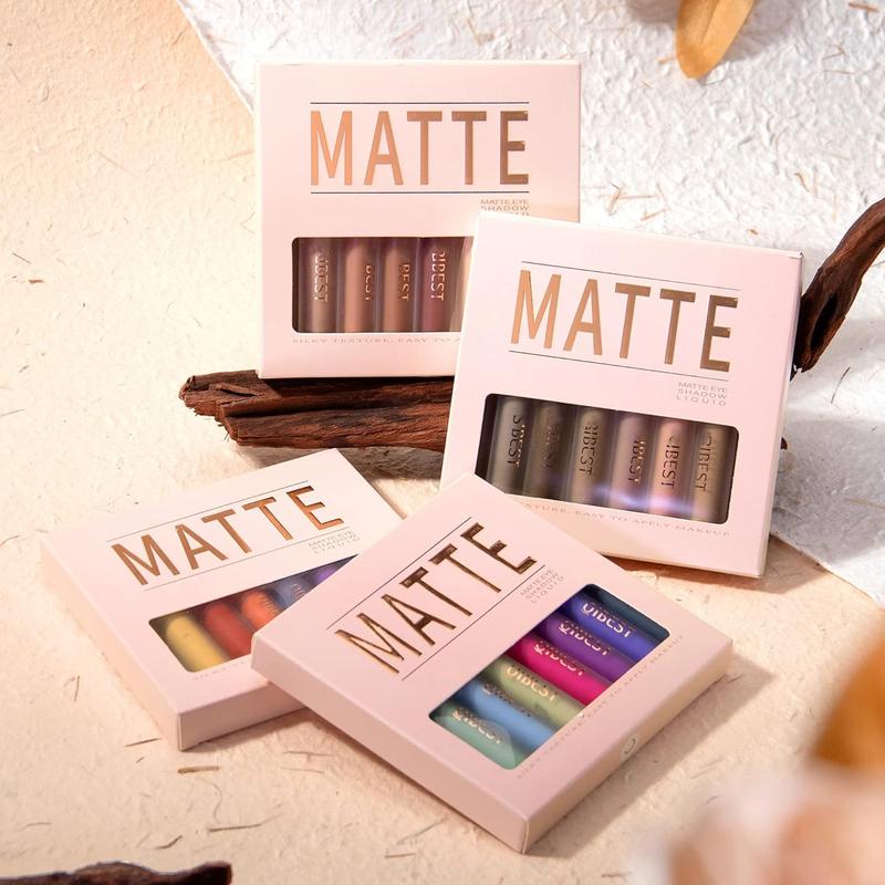 Matte Liquid Eyeshadow 8 Colors Neutral Naked Smooth Creamy Eyeshadow Set Lightweight High-pigmented and Waterproof Long Lasting Matte Eyeshadow (Matte Nude, 8Colors Set 4)