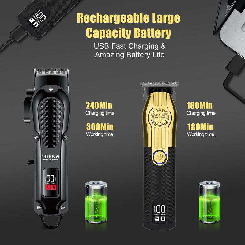 Professional Hair Clipper Set, 1 Set Rechargeable Cordless Hair Trimmer & Shaver & Accessories, Hair Cutting Kit for Men