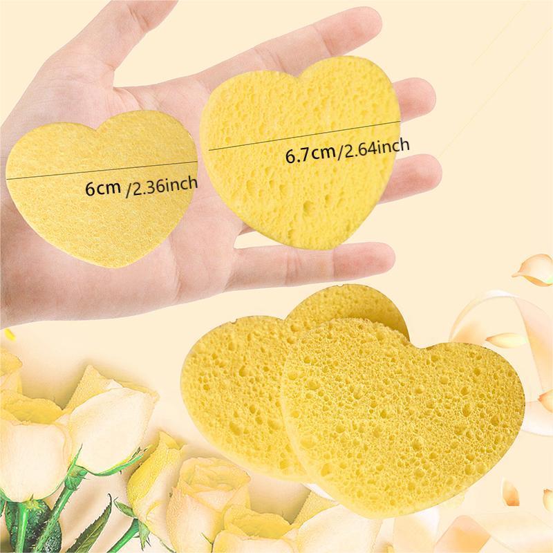 Comfort Heart Shaped Facial Cleansing Puff, 20pcs Portable Compressed Facial Sponge, Daily Use Comfort Facial Skin Care Tool, For Women and Girls