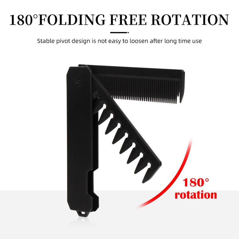 2 in 1 Double Tooth Foldable Comb, 180 Degree Rotatable Portable Travel Hair Styling Comb, Lightweight Hair Grooming Tool for Men & Women