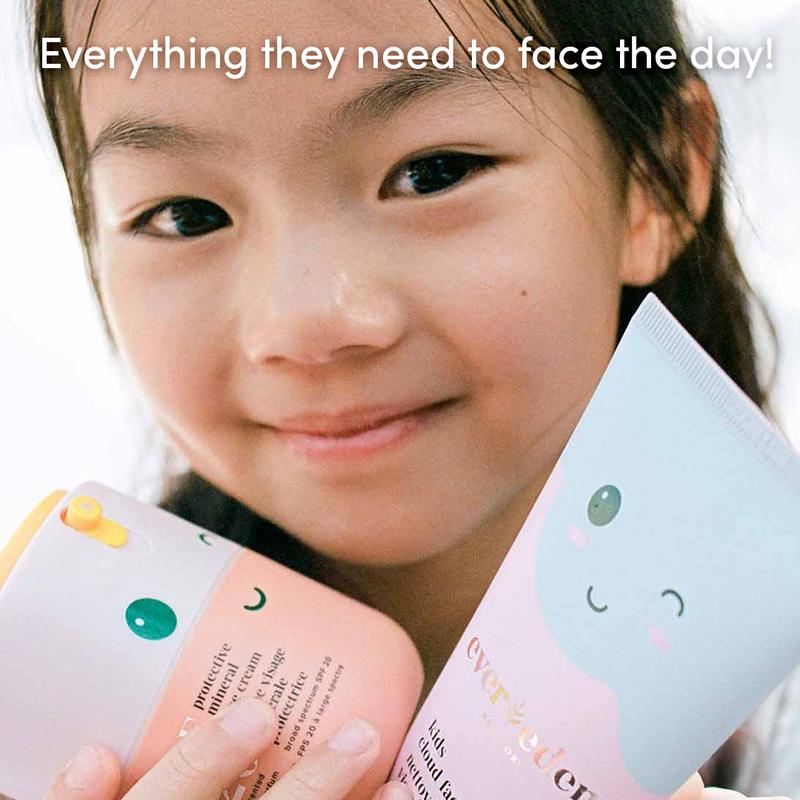 Evereden Kids Morning Duo - Cloud Face Wash & Mineral Face Cream - Safe Skincare for 4-in-1 Daily Protection - Gentle, Dermatologist-Tested Formula