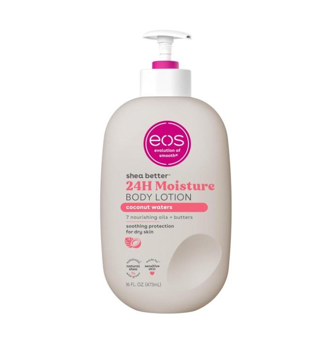 eos Shea Better Body Lotion- Coconut Waters, 24-Hour Moisture Skin Care, Lightweight & Non-Greasy, Made with Natural Shea, Vegan, 16 fl oz