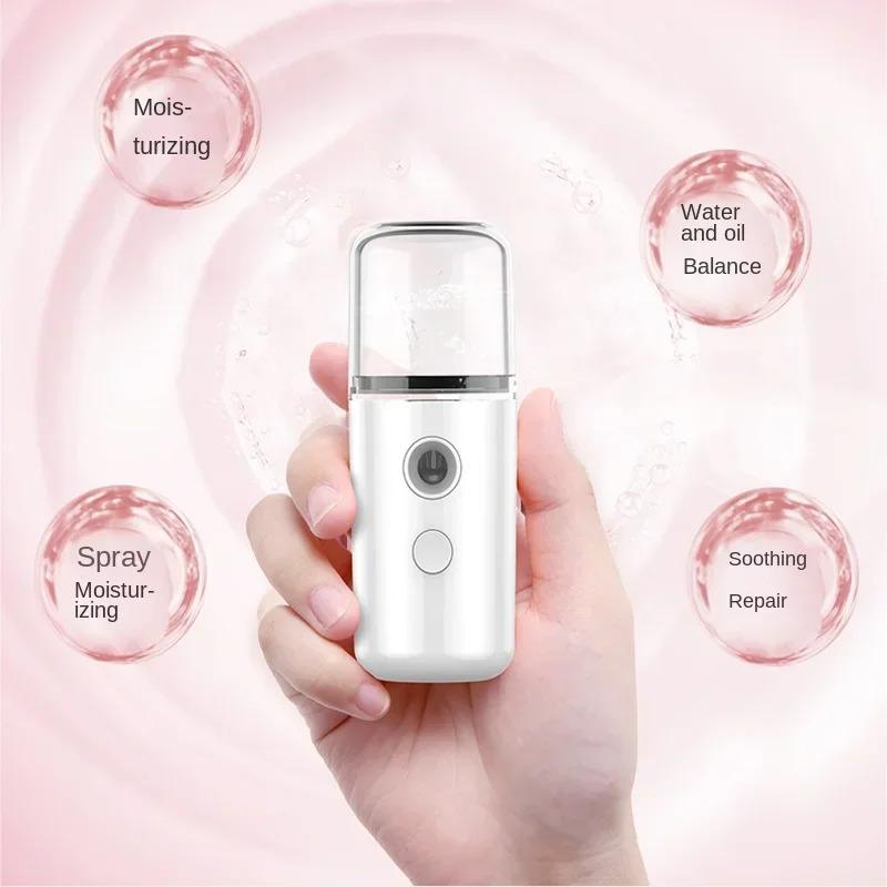 Facial Steamer Mini Portable Humidifier  Device Beauty Spray Hydrating Apparatus Cold Spray Apparatus Rechargeable Nano Spray